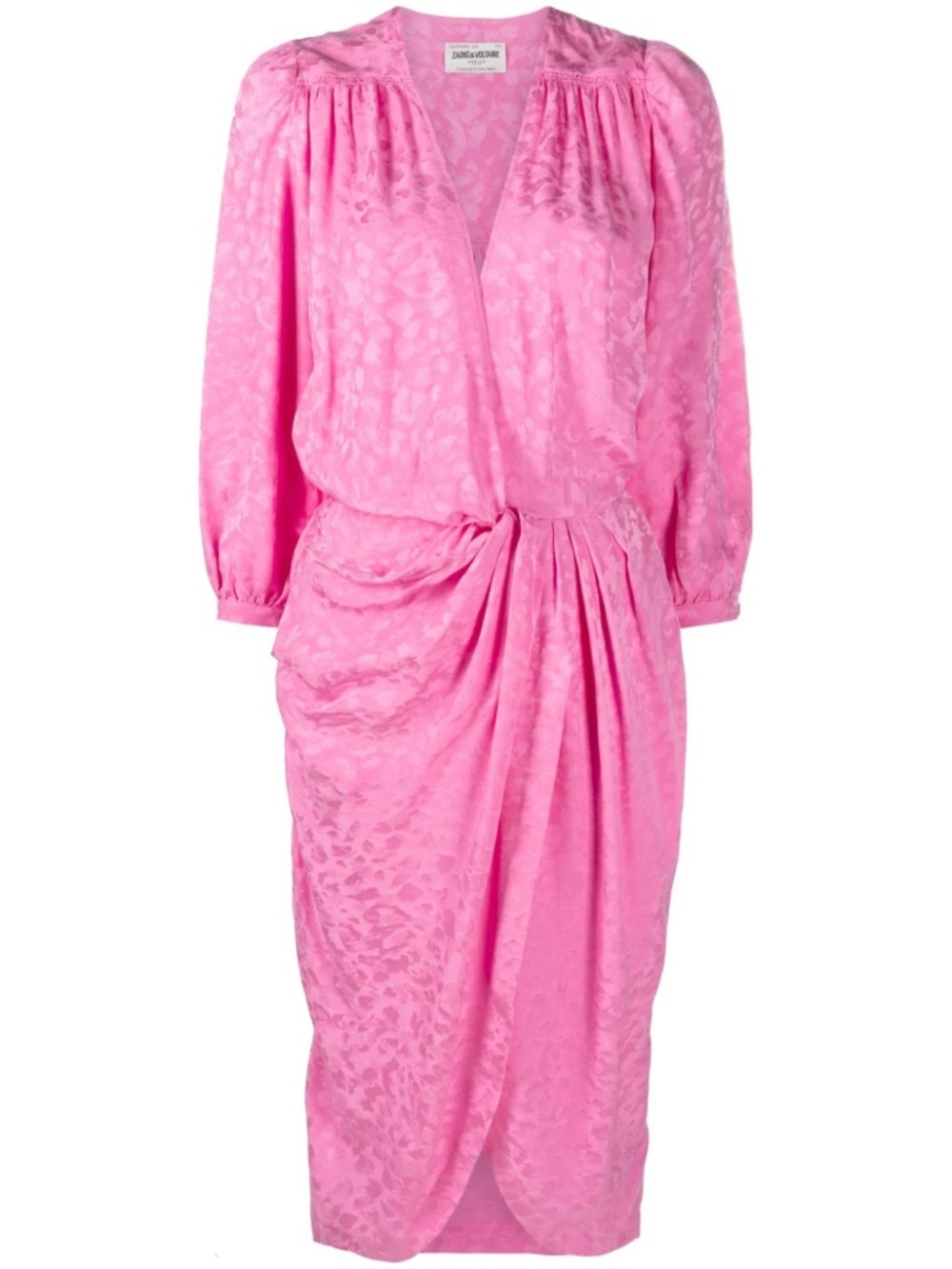 Zadig & Voltaire 100% Silk Jacquard Draped Dress Size L NWT